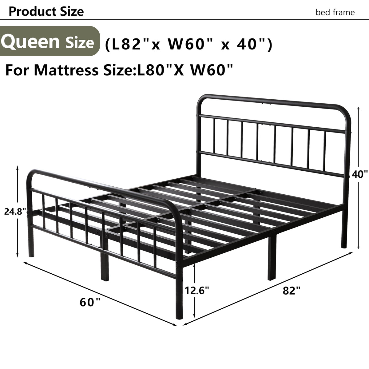 Queen Size Metal Bed Frame with Storage Space K623869