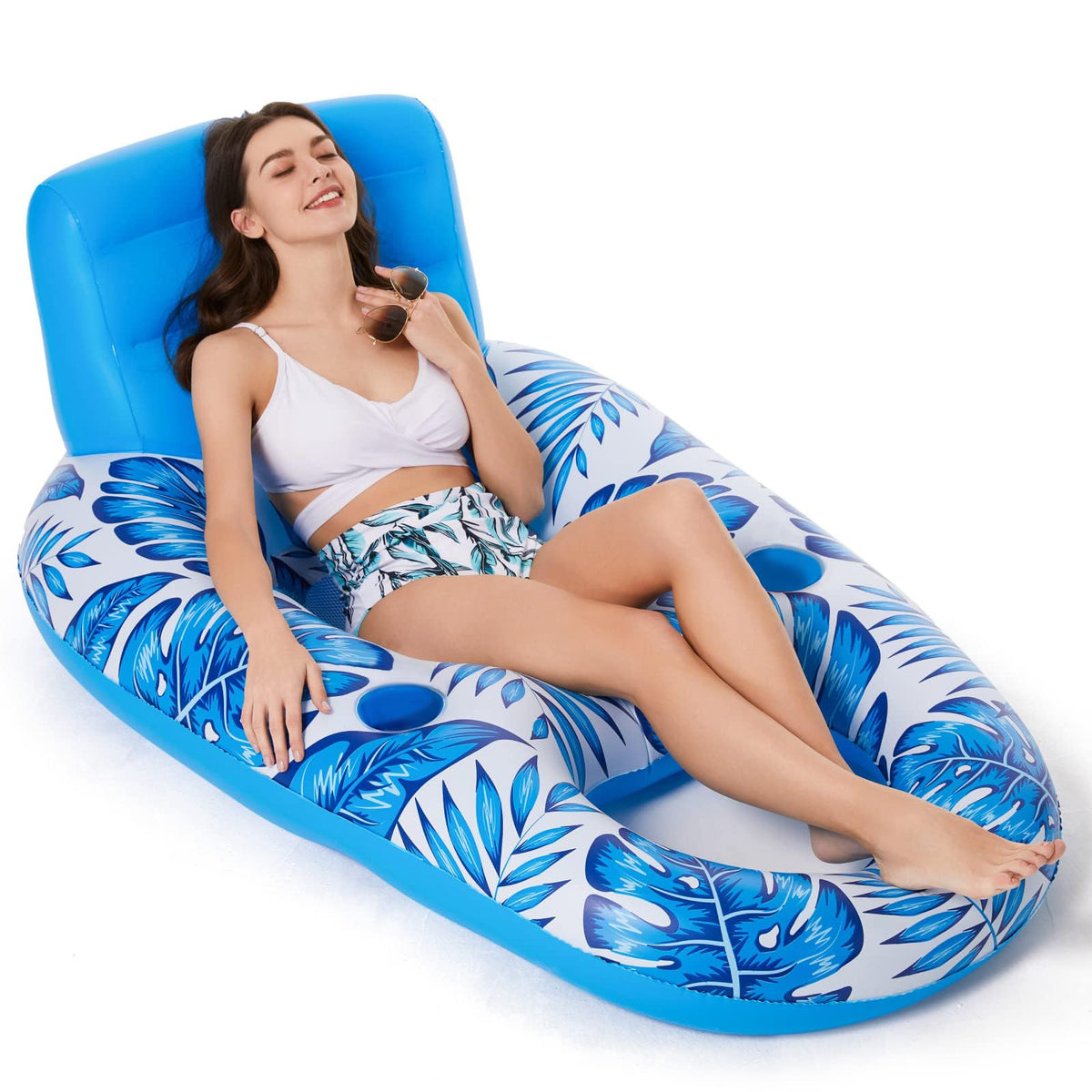 Inflatable Pool Float Lounger with Cup Holders Y8012