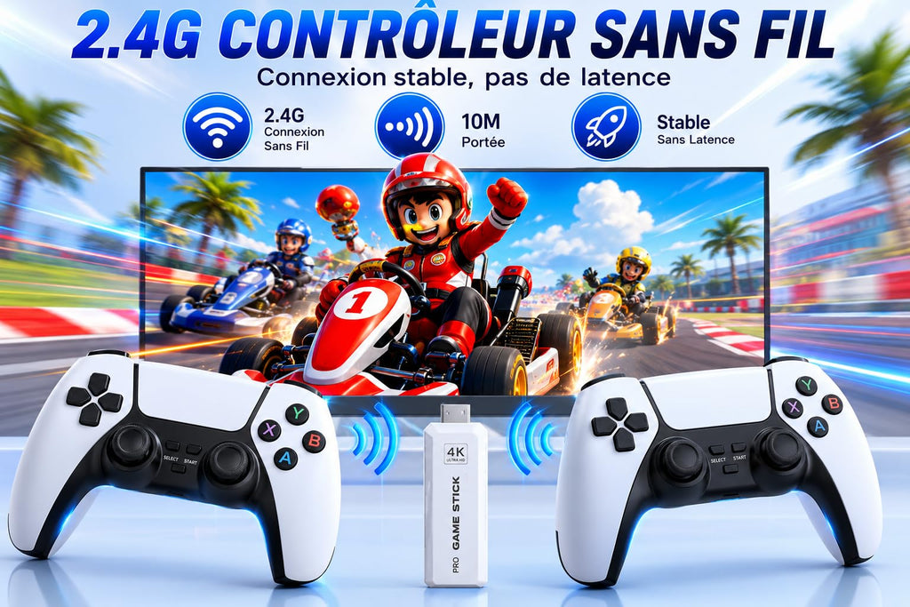 Wireless Retro Game Console Stick with 2.4G Controllers, 4K HDMI, 32G S722