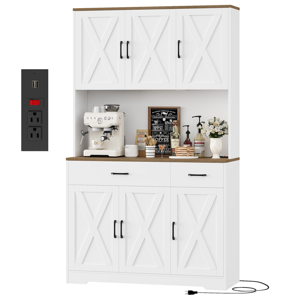 White Kitchen Pantry Storage Cabinet R284800