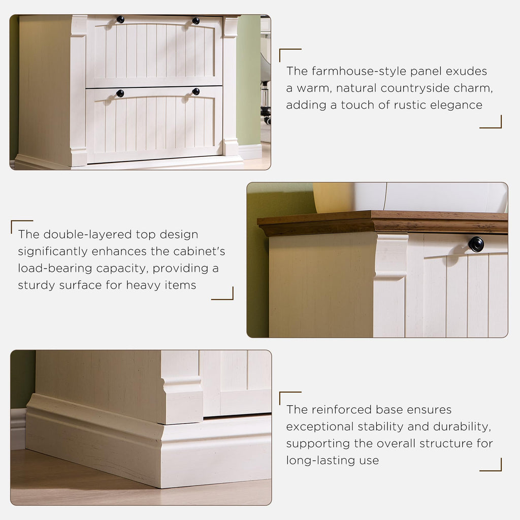 Antique White 2 Drawer File Cabinet B35314