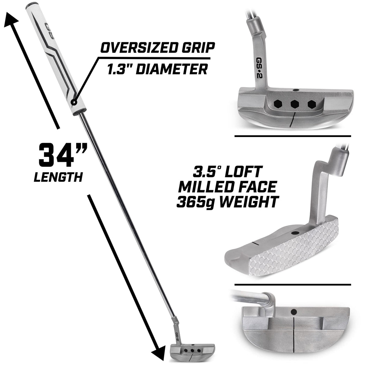 34” Right-Handed Mallet Putter with Milled Face R136