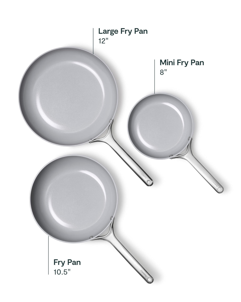 Non-Stick Ceramic Coated Fry Pan Trio, 8", 10.5", & 12" A58936