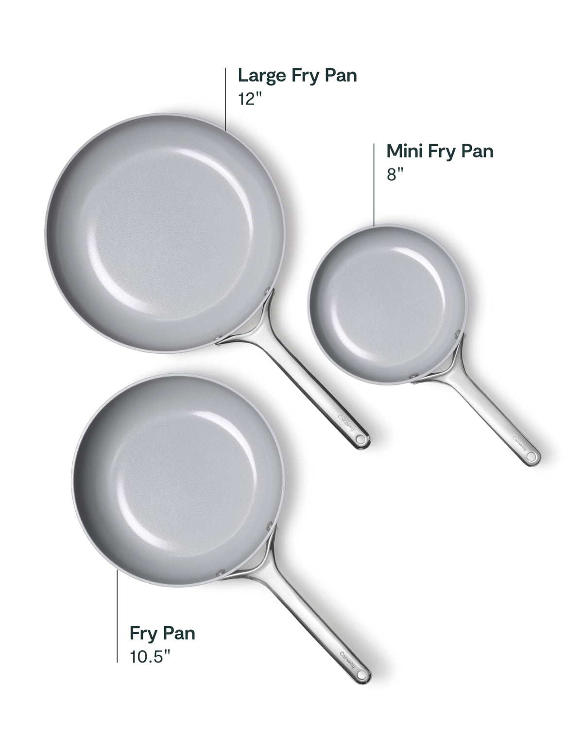 Non-Stick Ceramic Coated Fry Pan Trio, 8", 10.5", & 12" A58936