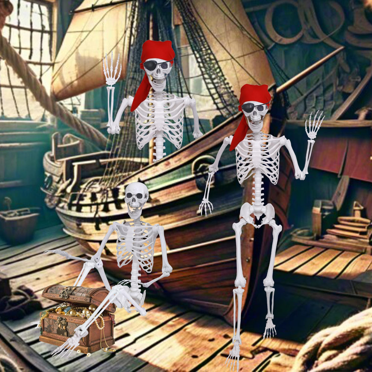 5.4Ft Posable Life Size Skeletons with Movable Joints W850424