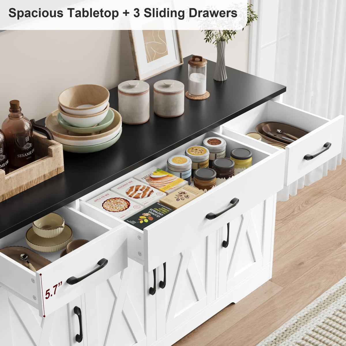 White Kitchen Buffet Sideboard Storage Cabinet K27977