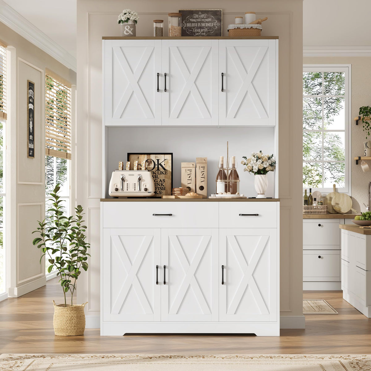 White Kitchen Pantry Storage Cabinet R284800