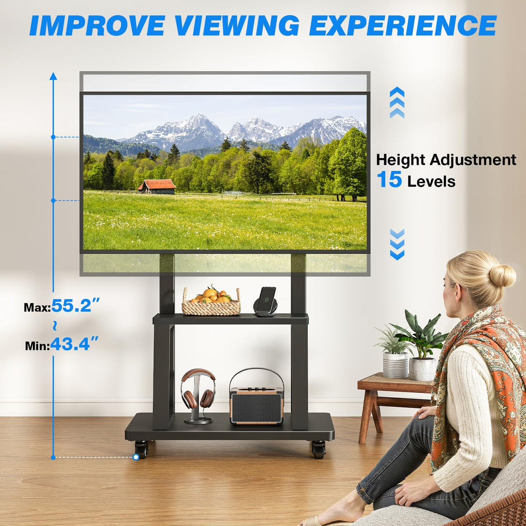 Mobile TV Cart Rolling TV Stand for 37-75 inch TVs P5314