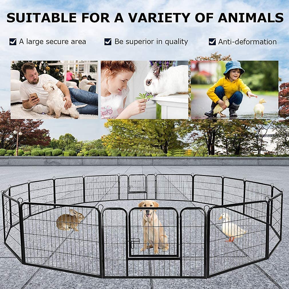 Heavy Duty Metal Fold Dog Playpen with Safety Door, 24 inch W978