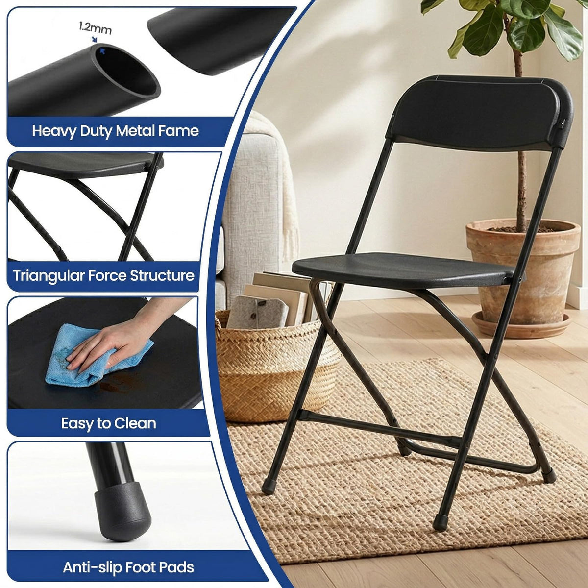 Black Plastic Folding Chairs U914