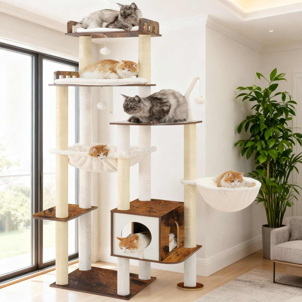70.5" Wood Tall Cat Tree I89166
