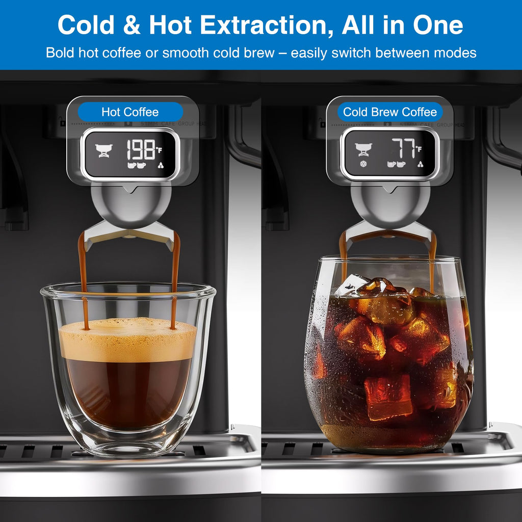 Espresso Machine with Grinder, PID & Programmable Settings, Black B15905