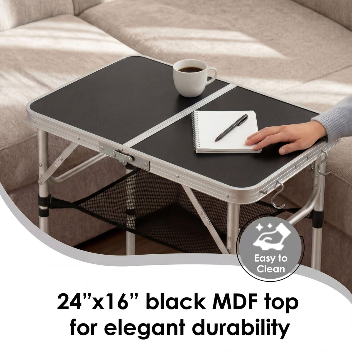 Small Folding Table 2ft with Mesh Holder F13196