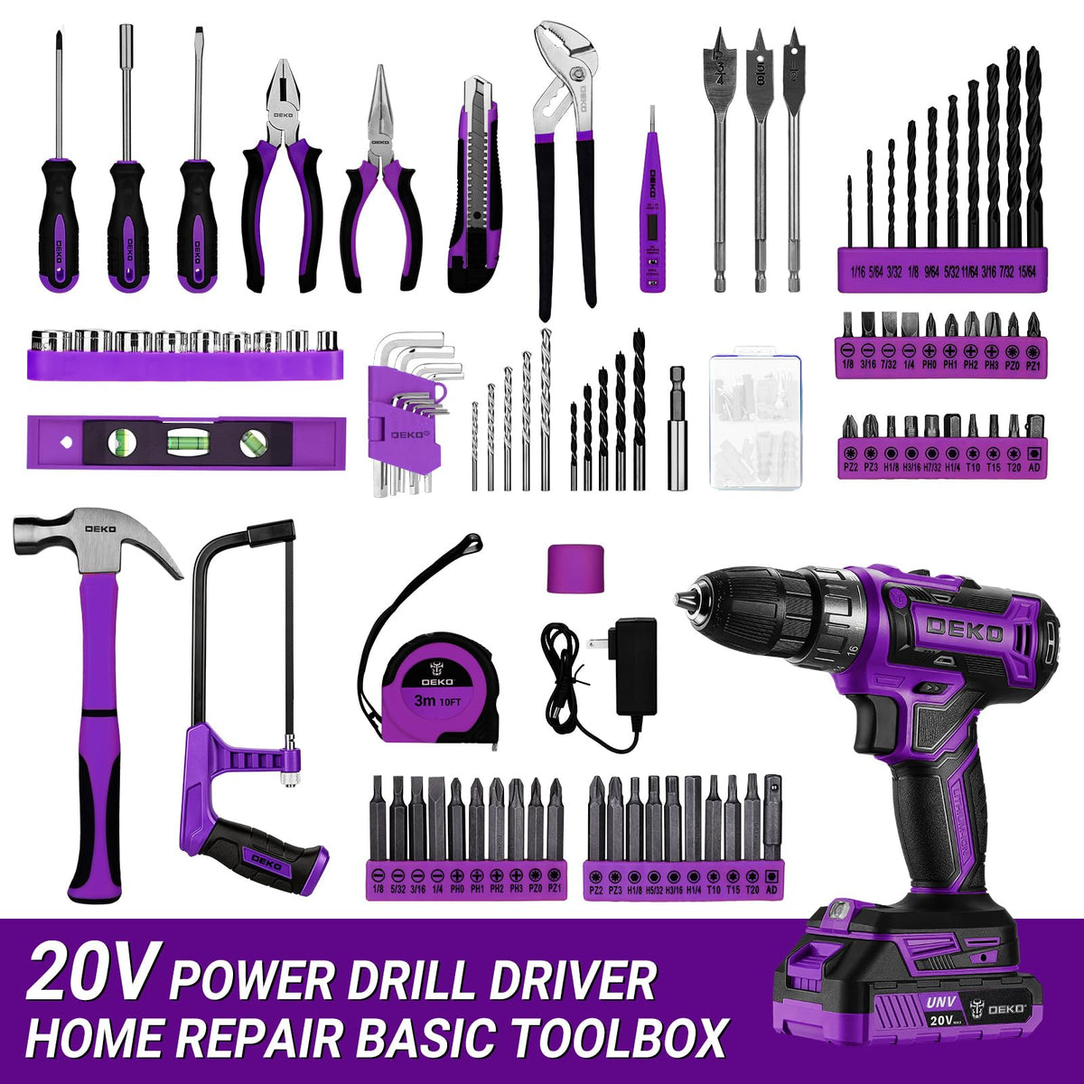 20V Cordless Power Drill Tool Kit Set with Battery S474