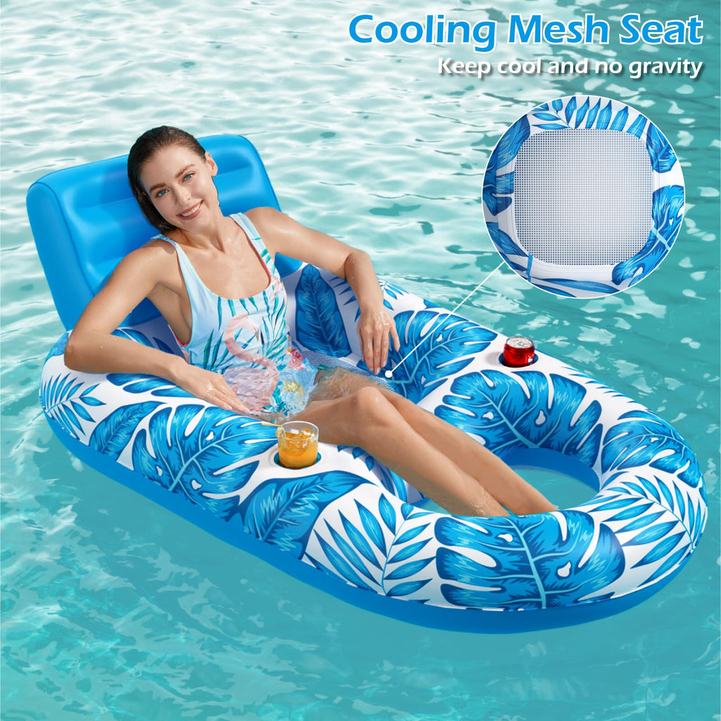 Inflatable Pool Float Lounger with Cup Holders Y8012