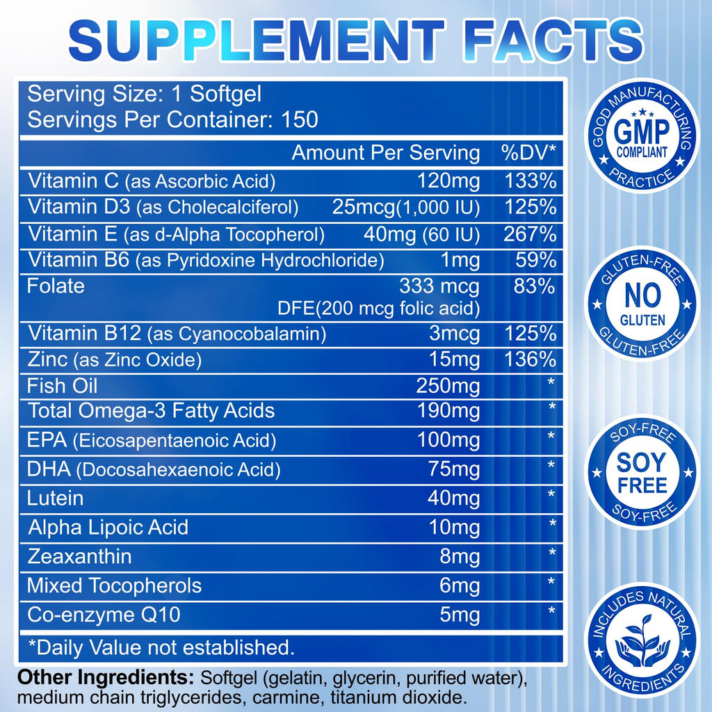 Lutein and Zeaxanthin Eye Vitamins 150 Softgels X88952