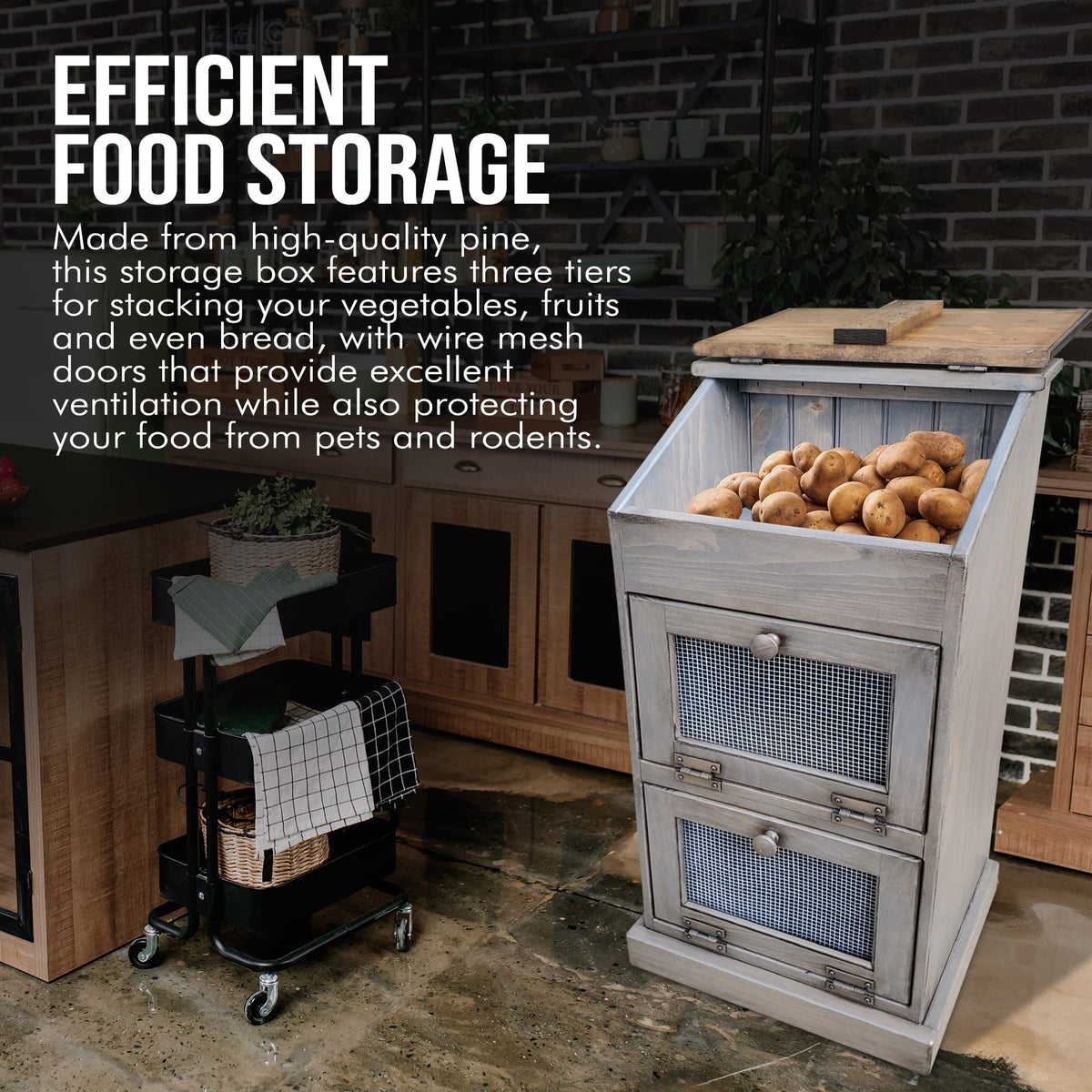 Wooden Bread and Vegetable Storage Bin A27471