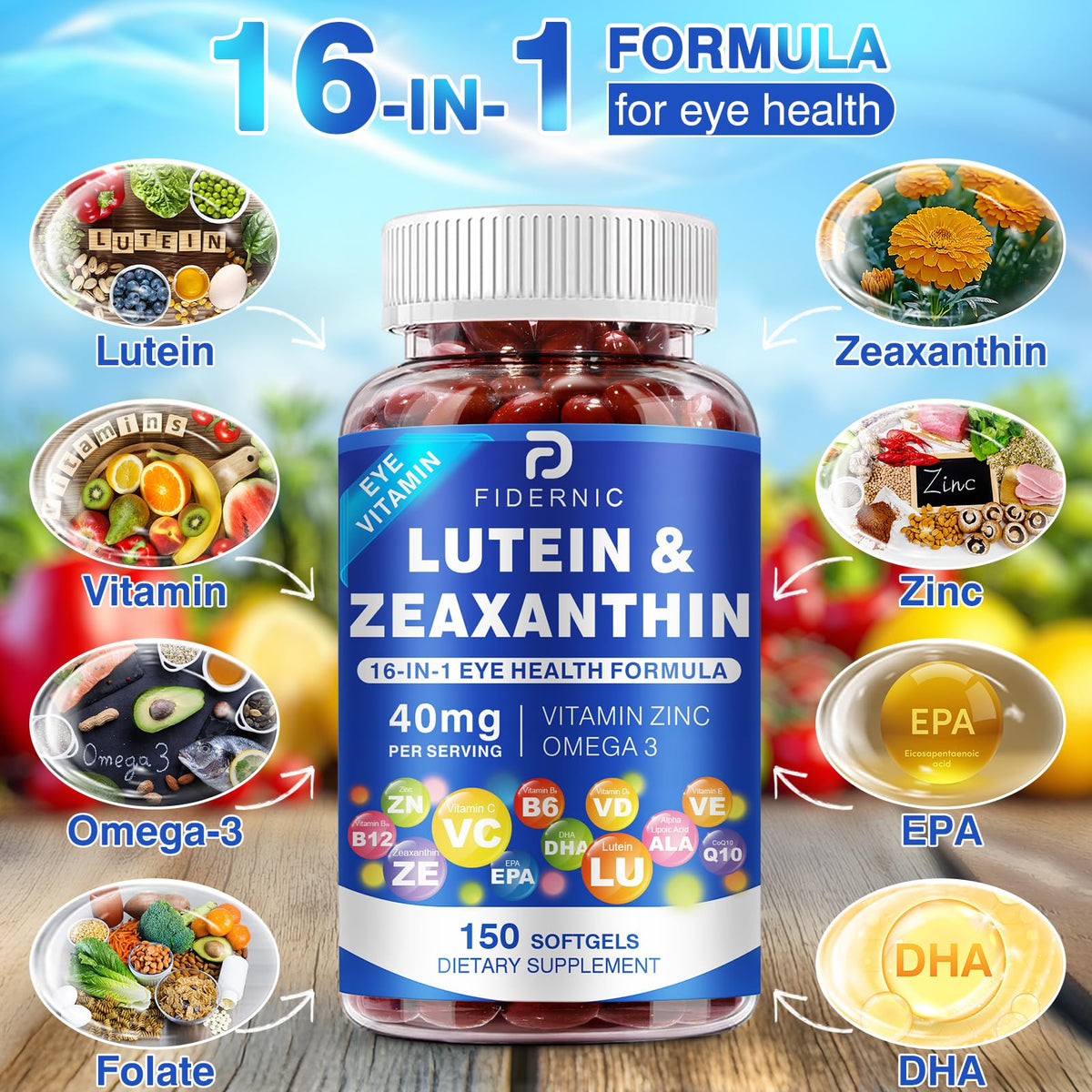 Lutein and Zeaxanthin Eye Vitamins 150 Softgels X88952