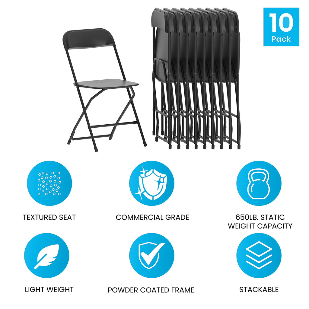 Black Plastic Folding Chair 10-Pack J421