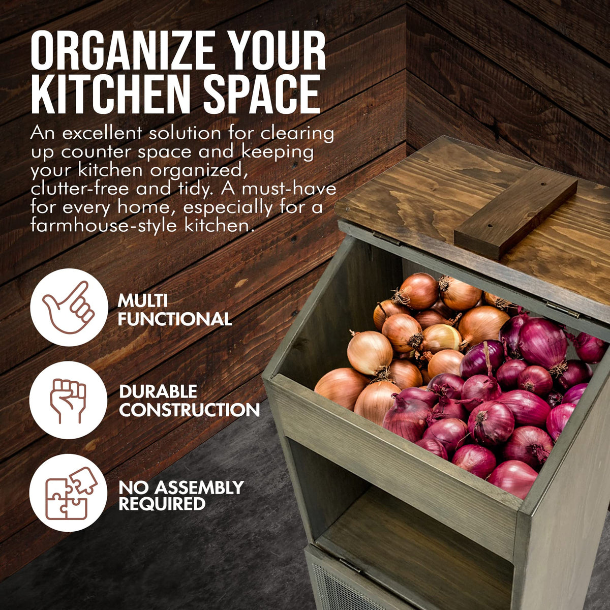 Wooden Bread and Vegetable Storage Bin A27471
