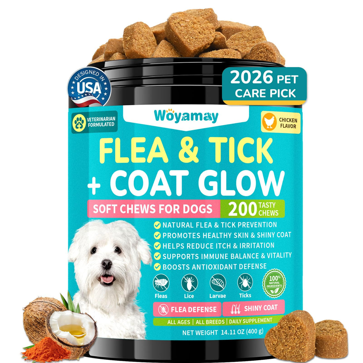 Soft Chews Chicken Flavor Flea and Tick Prevention for Dogs C7150