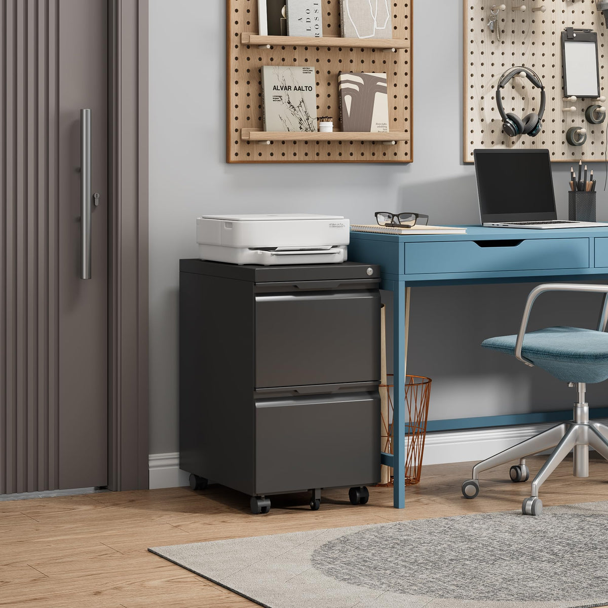 2 Drawer Mobile File Cabinet with Lock X914225