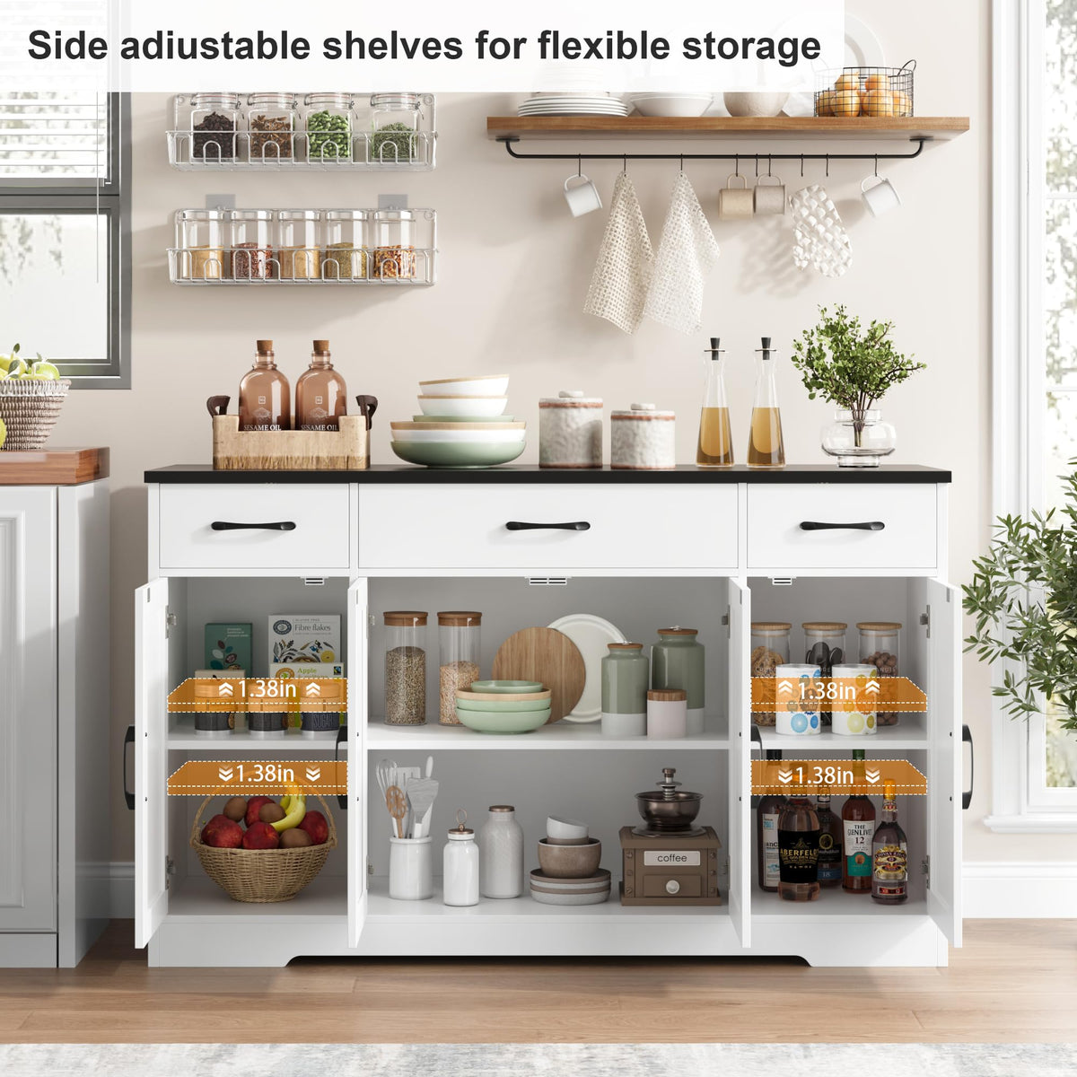 White Kitchen Buffet Sideboard Storage Cabinet K27977