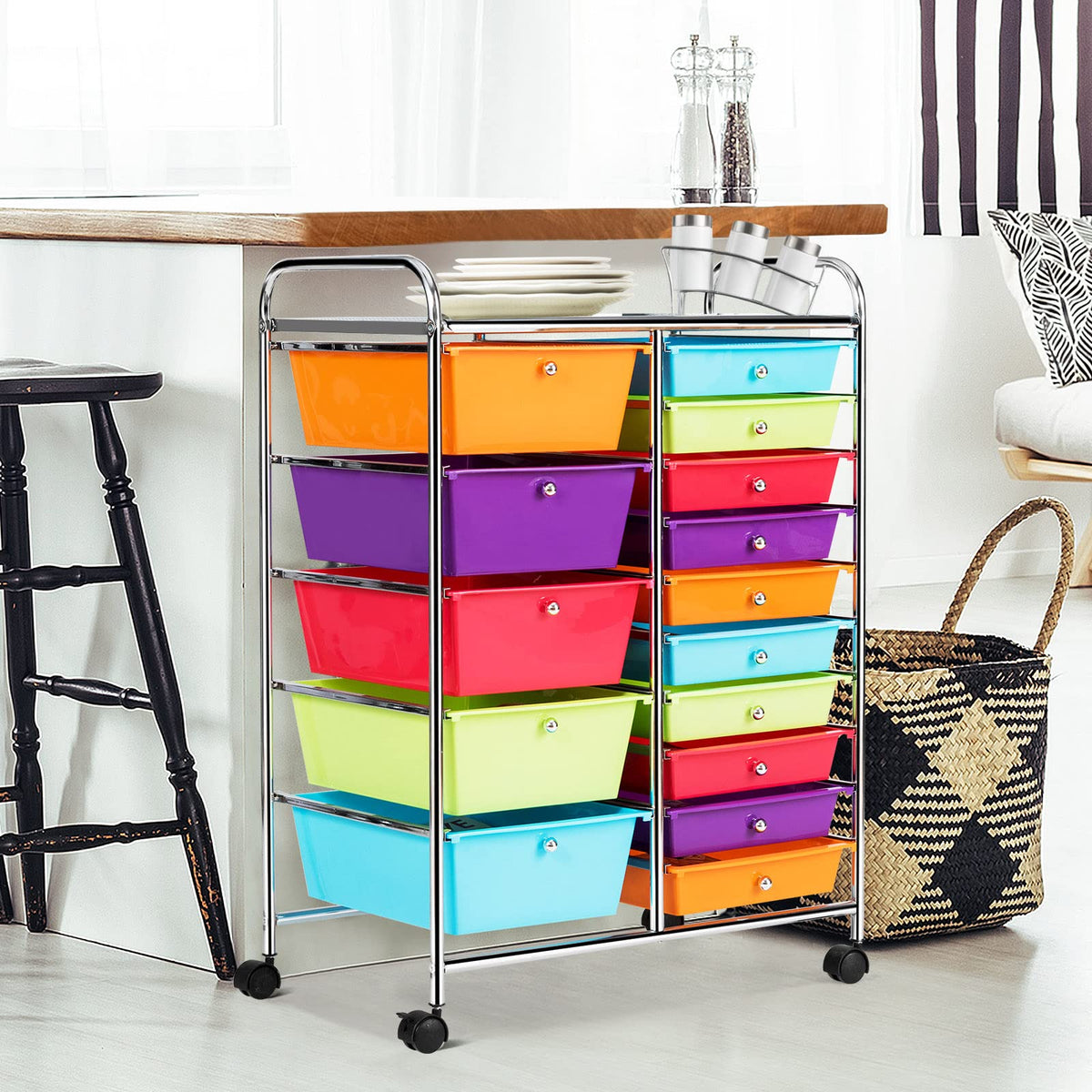 15 Drawer Rolling Storage Cart with 4 Wheels Q3530