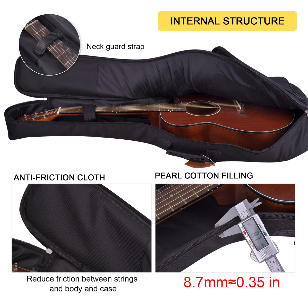 36 Inch Acoustic Guitar Case Soft Padded Gig Bag U929856