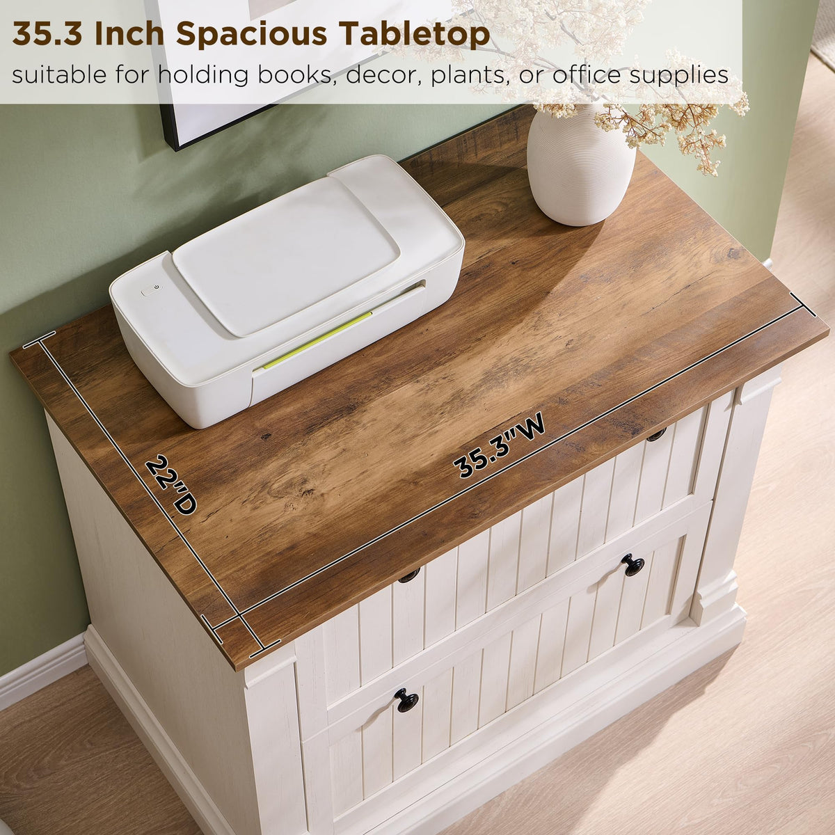 Antique White 2 Drawer File Cabinet B35314