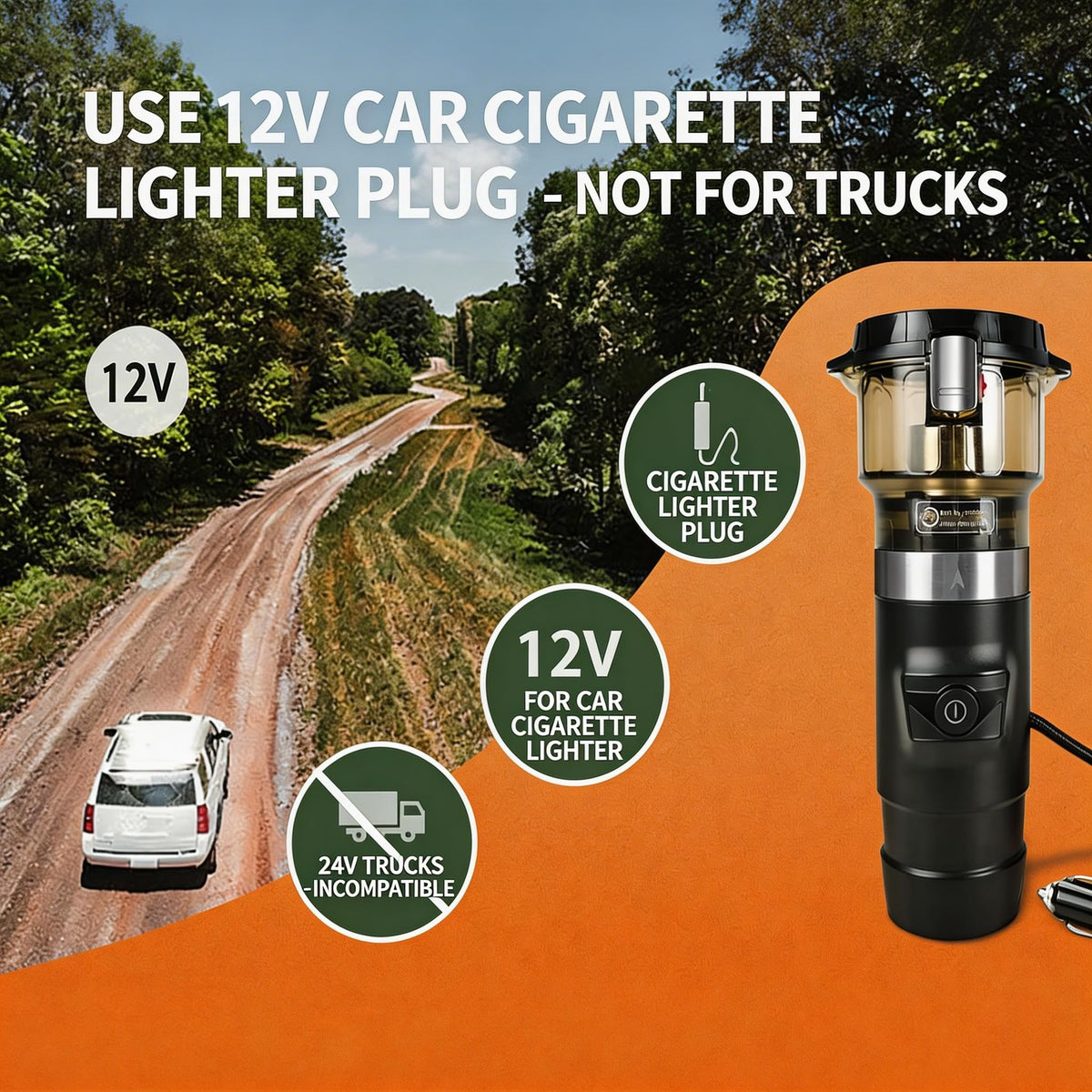 12V Portable Single Serve Car Coffee Maker with Reusable Filter S247126