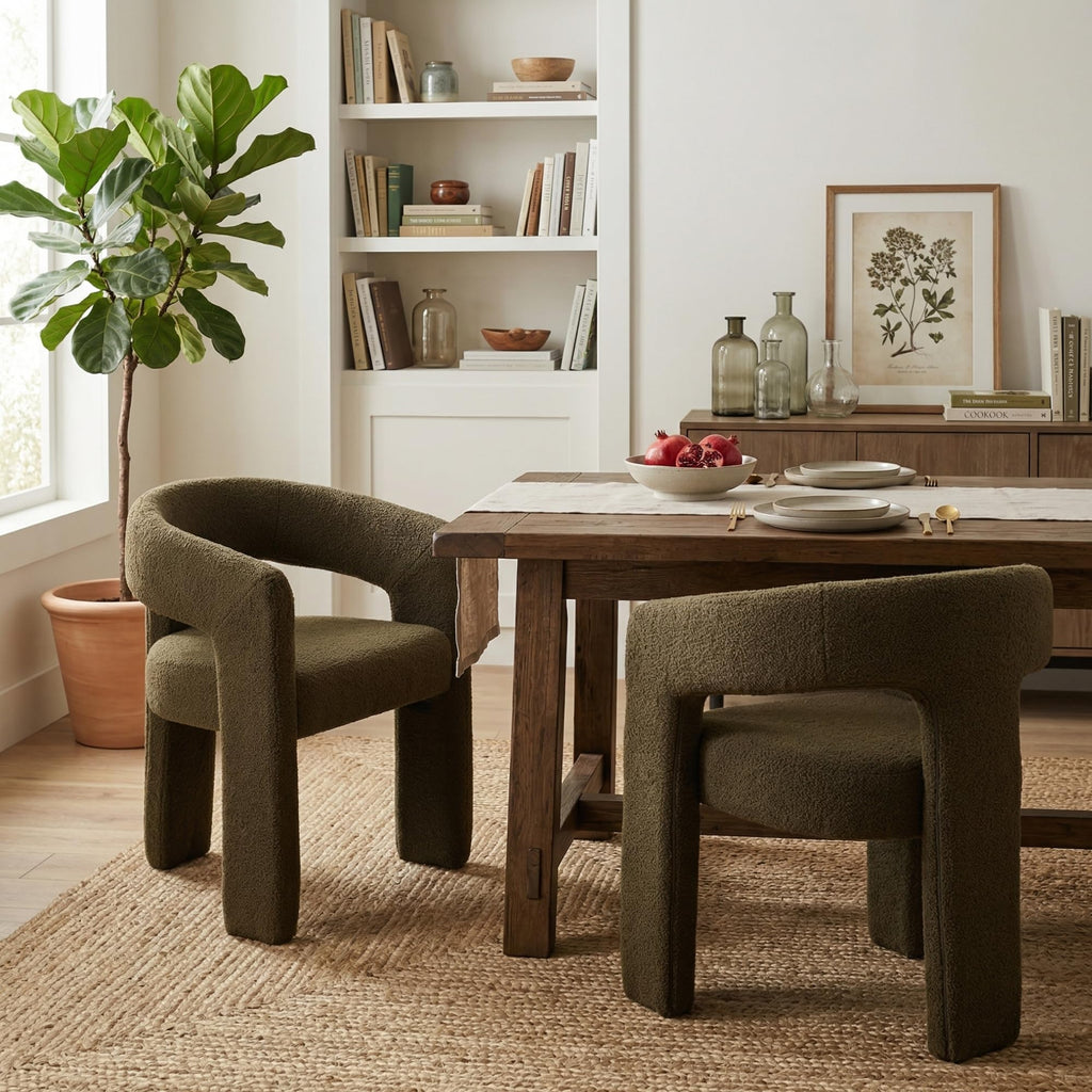 Green Sherpa Barrel Dining Chairs Set of 2 T2650