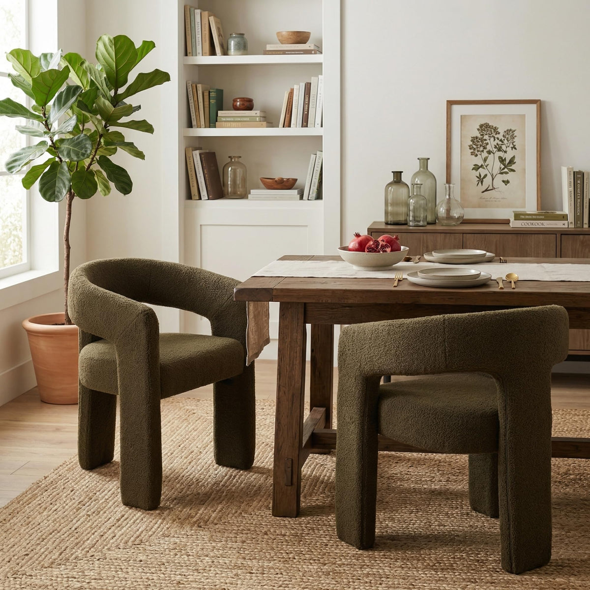Green Sherpa Barrel Dining Chairs Set of 2 T2650