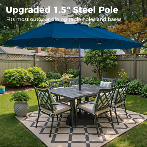 13FT Double Sided Navy Blue Patio Umbrella with Base I3724