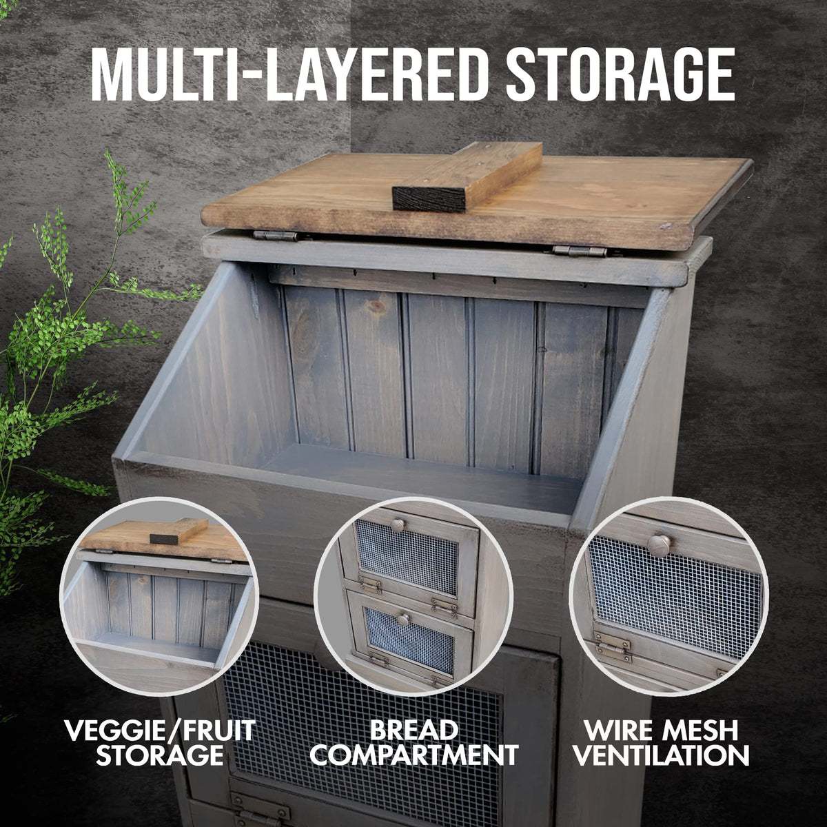 Wooden Bread and Vegetable Storage Bin A27471