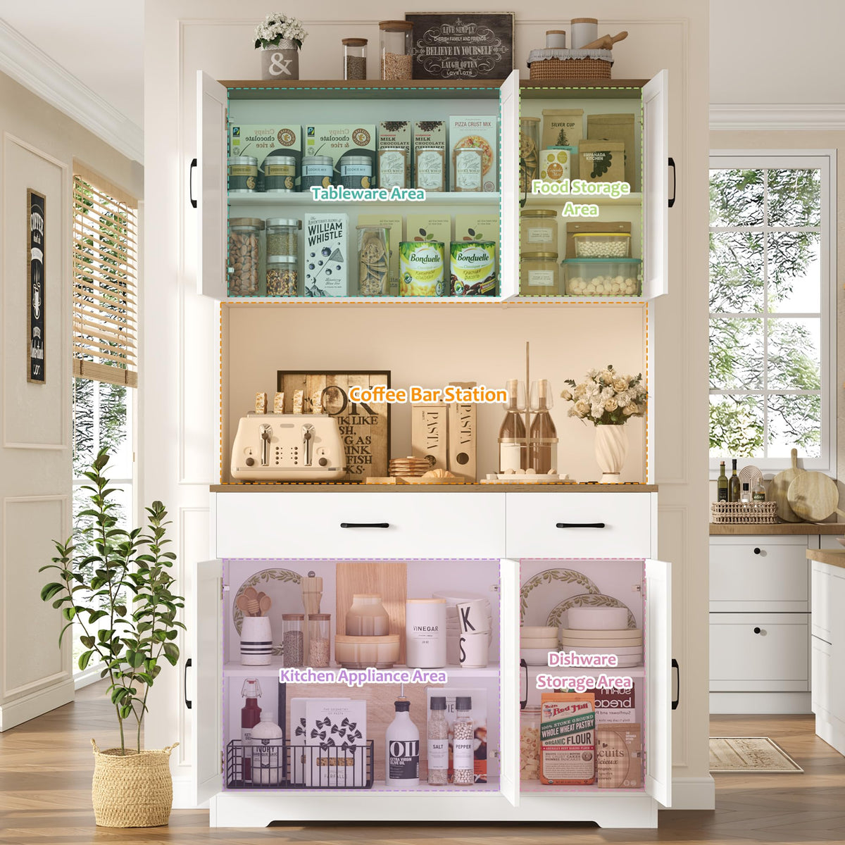 White Kitchen Pantry Storage Cabinet R284800