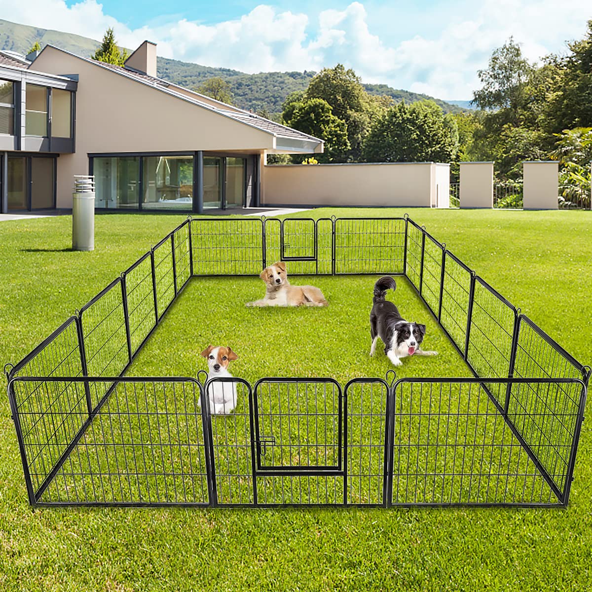 Heavy Duty Metal Fold Dog Playpen with Safety Door, 24 inch W978