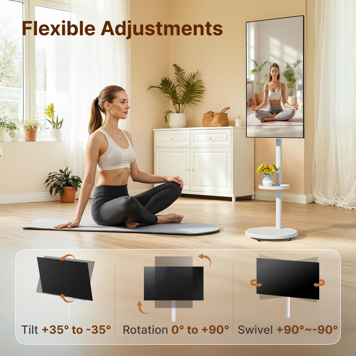 White Rolling TV Stand H2984