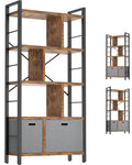 5 Tier Rustic Brown Bookshelf with Drawers R840