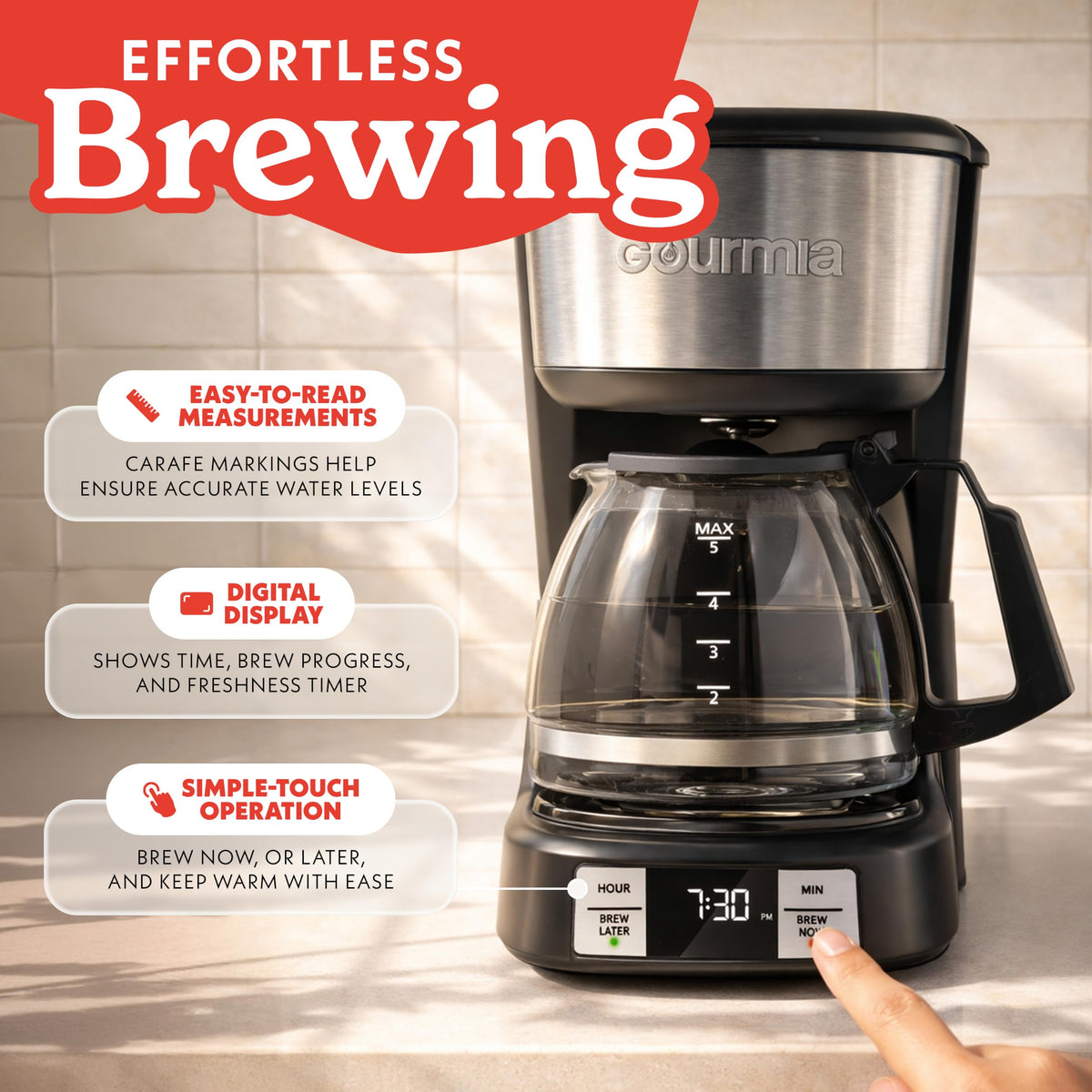 5-Cup Glass Carafe Black Drip Coffee Maker M773031