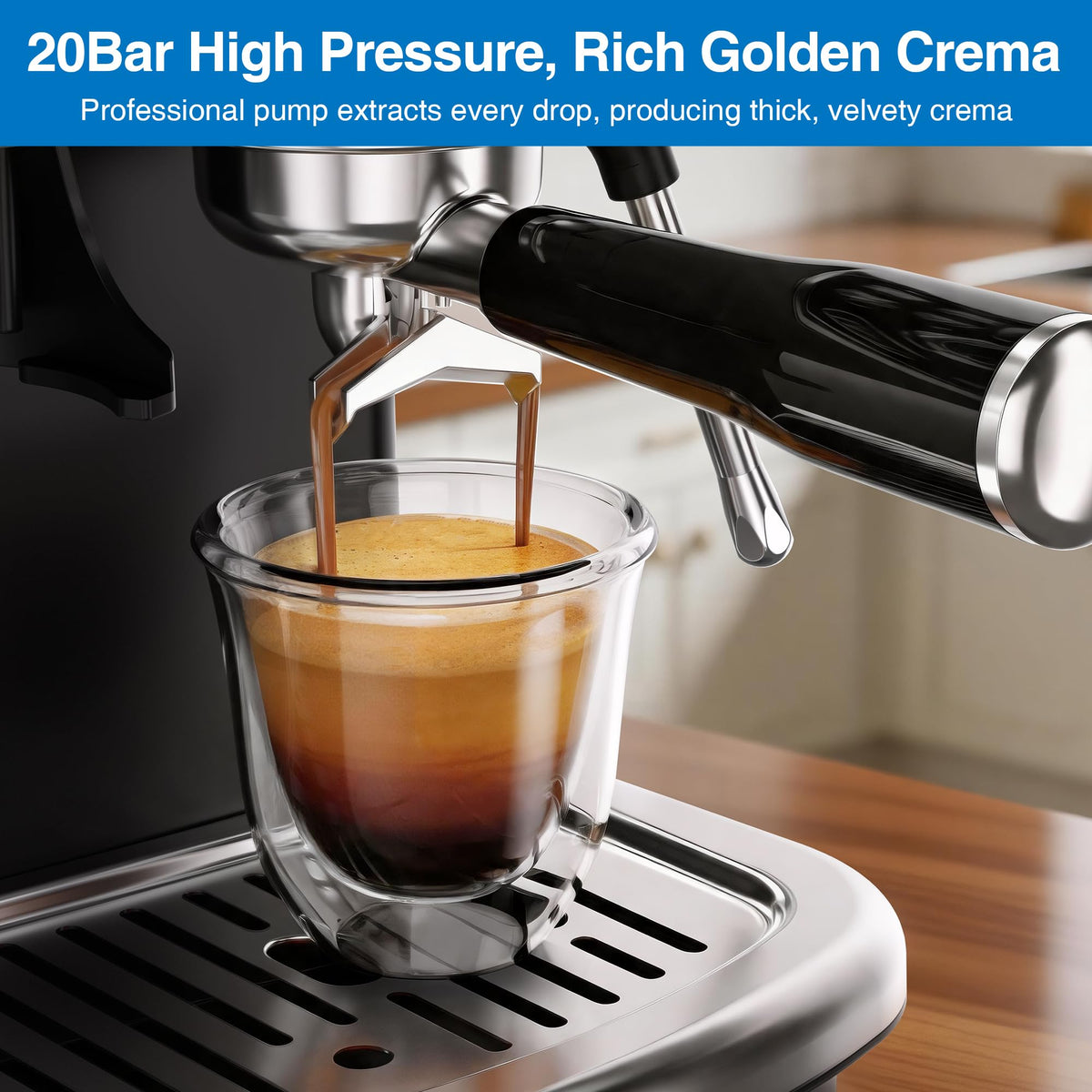 Espresso Machine with Grinder, PID & Programmable Settings, Black B15905