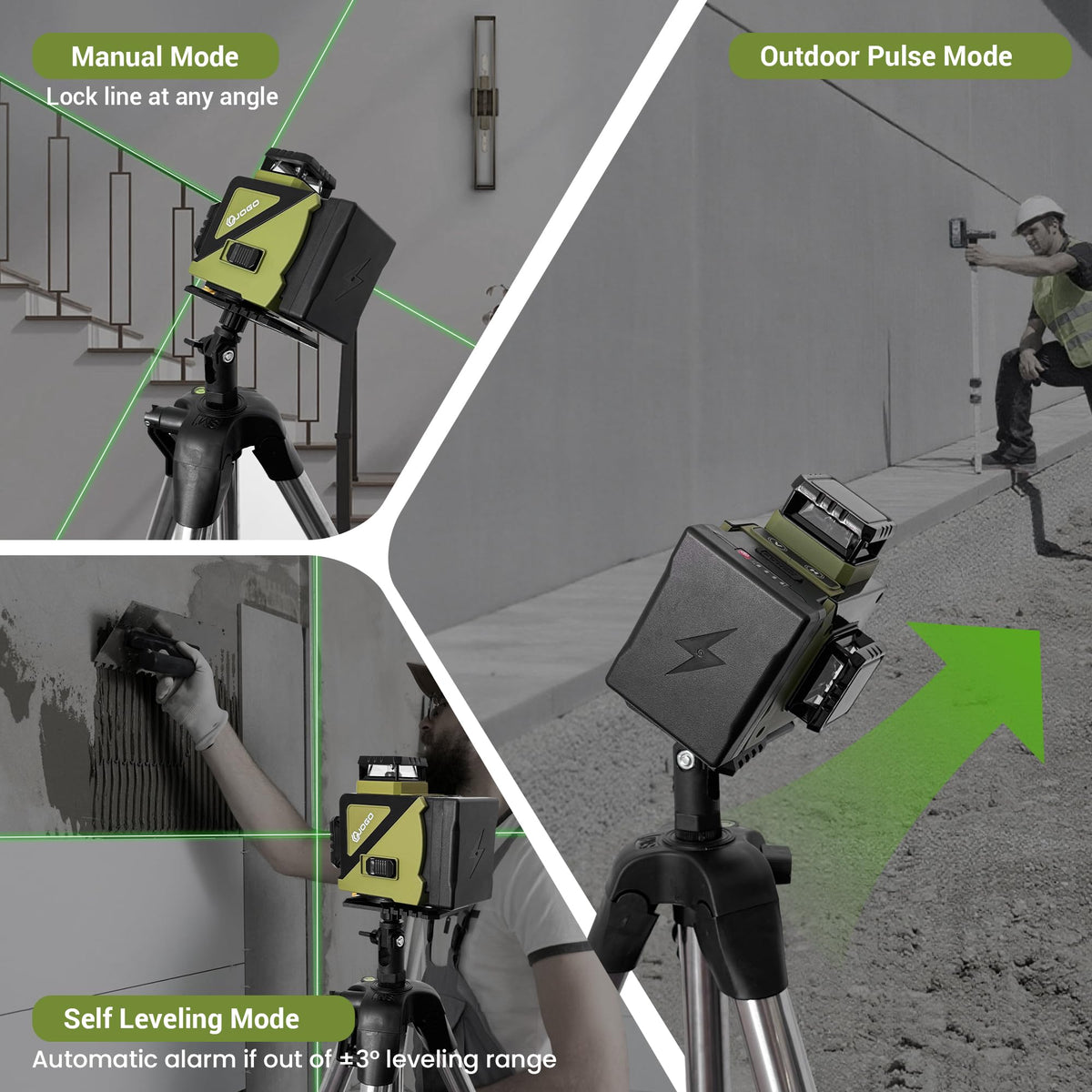 360 Self Leveling Green Laser Level with Magnetic Stand J5956