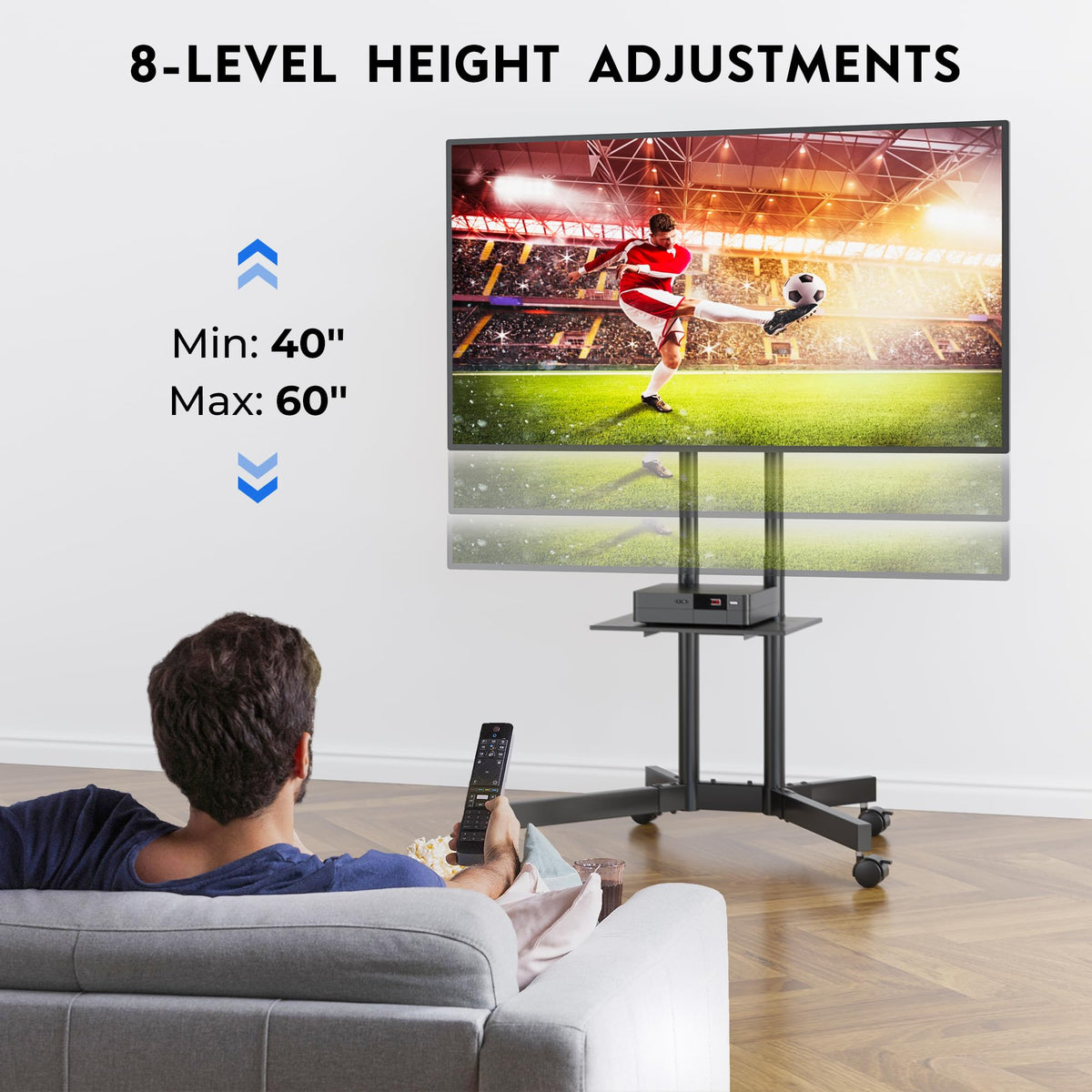 Rolling TV Stand with Tilt, Black H314