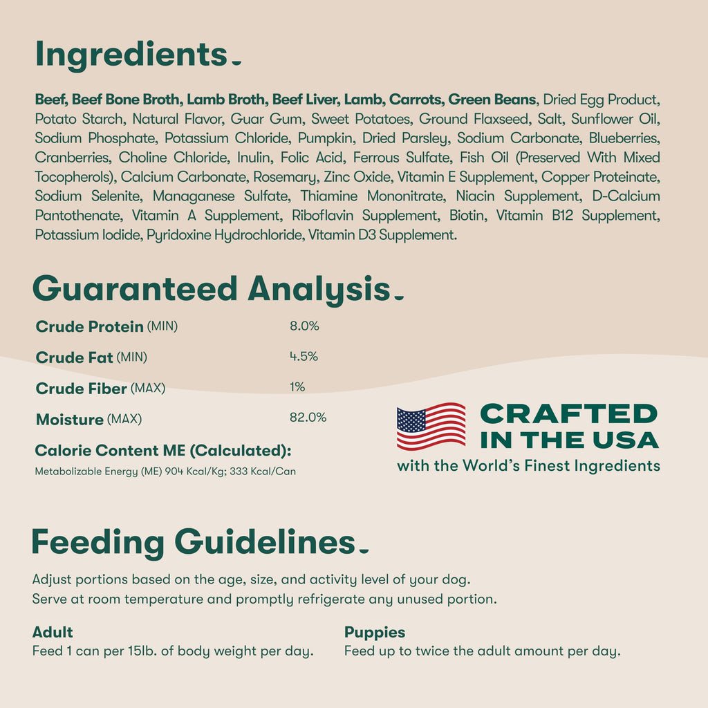 Grain Free Beef & Vegetables Wet Dog Food 12 Pack Y737