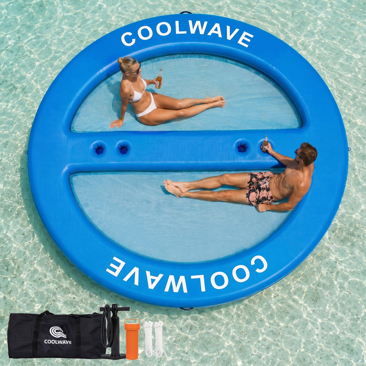 Inflatable Water Hammock with Cup Holders A286597