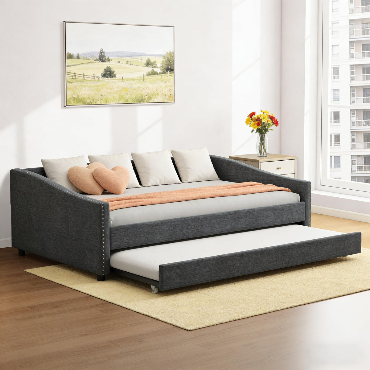 Full Size Upholstered Daybed with Trundle A6819