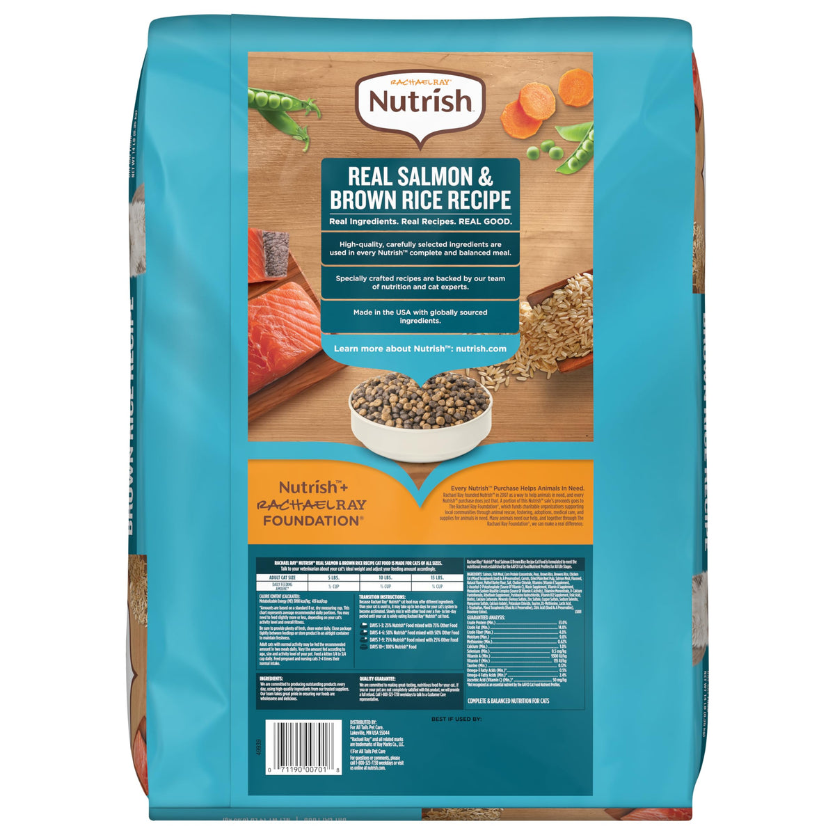 Salmon & Brown Rice Recipe Dry Cat Food 14 lb. Bag P745460