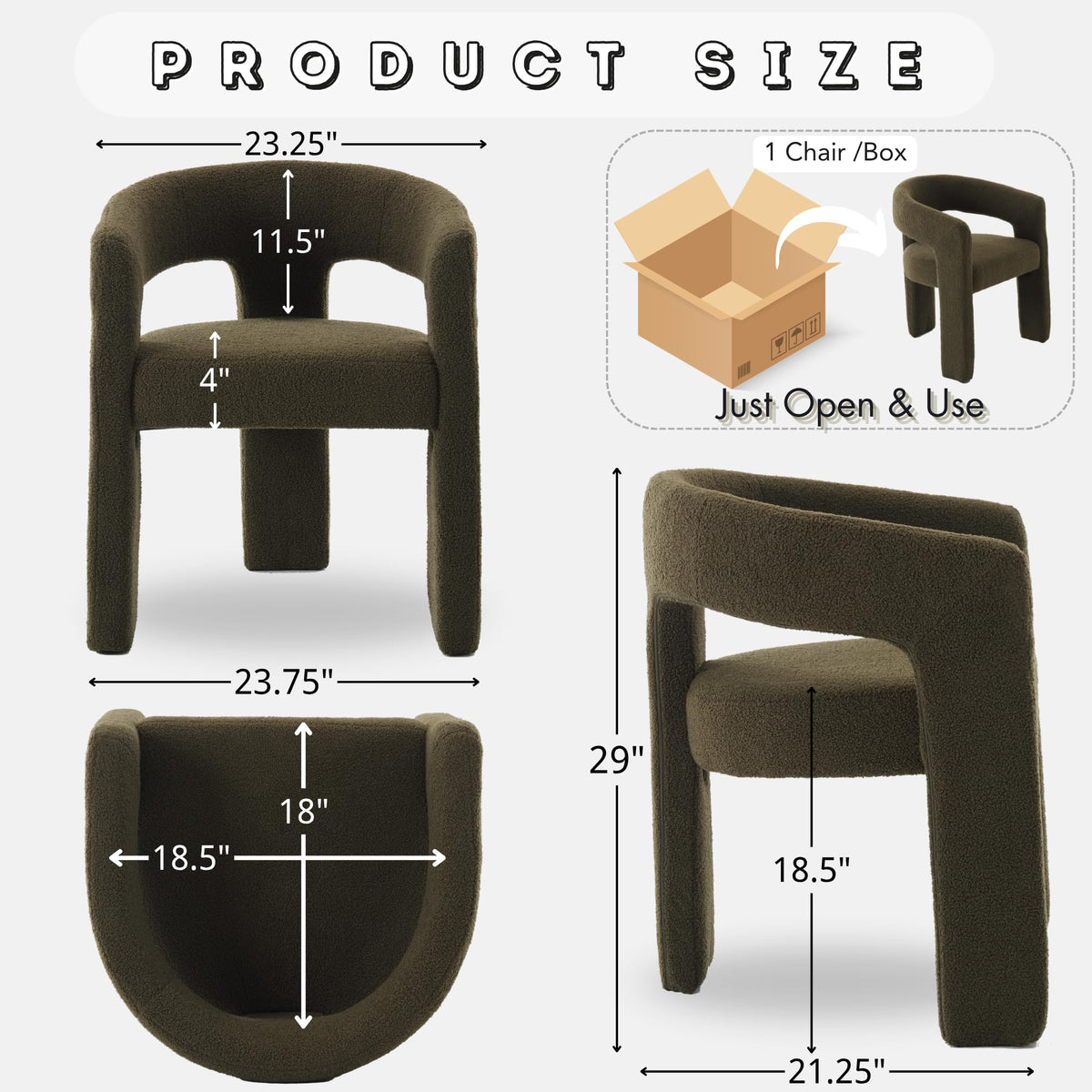 Green Sherpa Barrel Dining Chairs Set of 2 T2650
