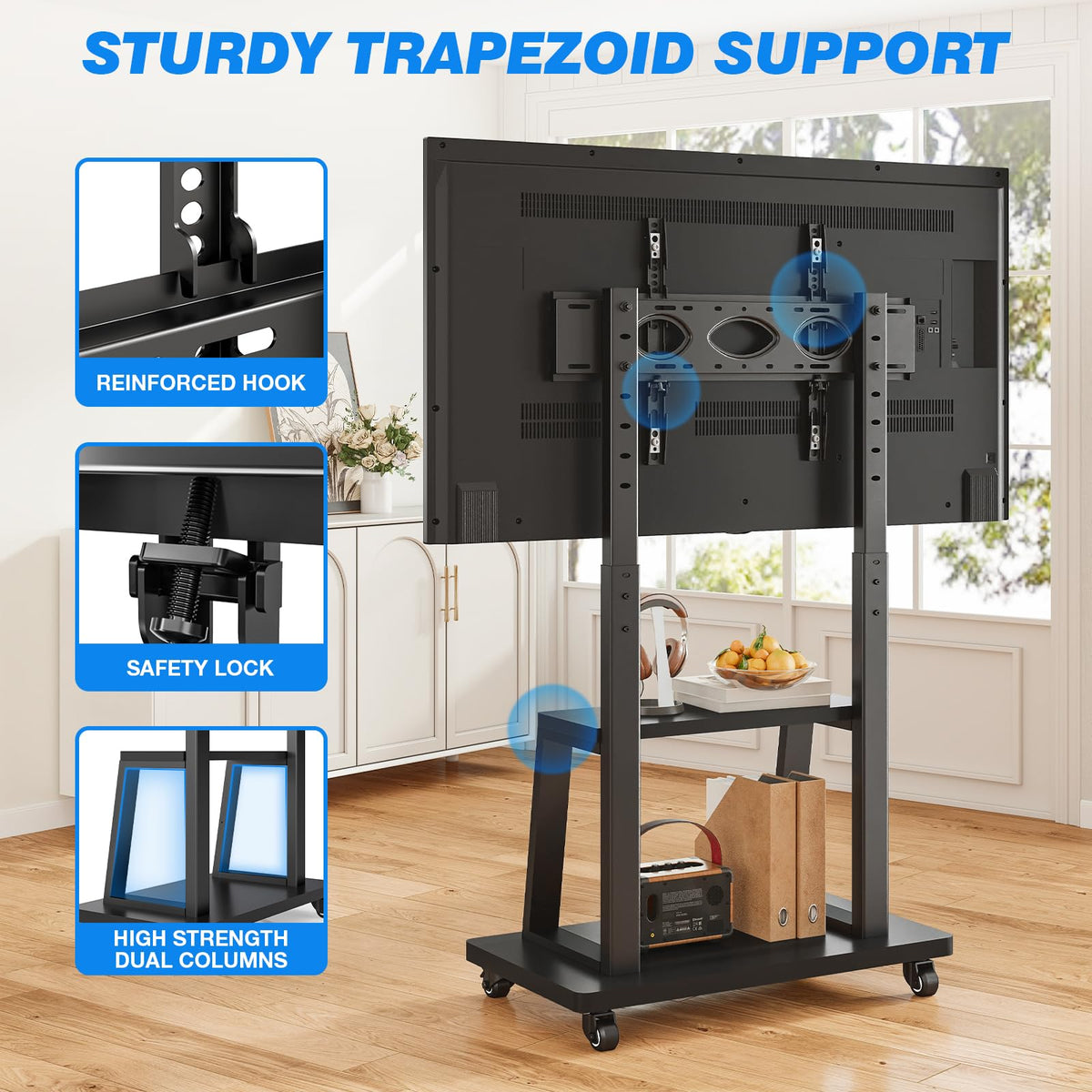 Mobile TV Cart Rolling TV Stand for 37-75 inch TVs P5314