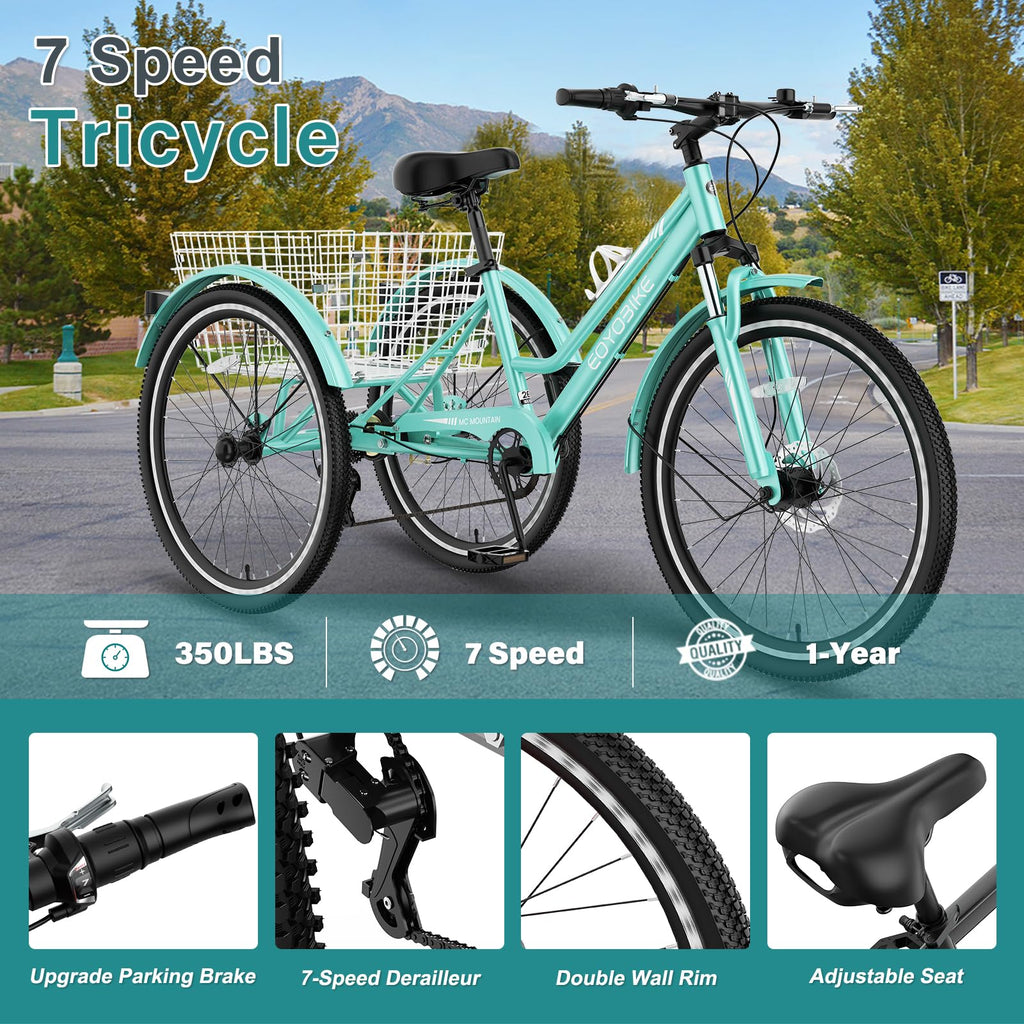 24/26/27.5 Inch 3 Wheel Mountain Tricycle E494